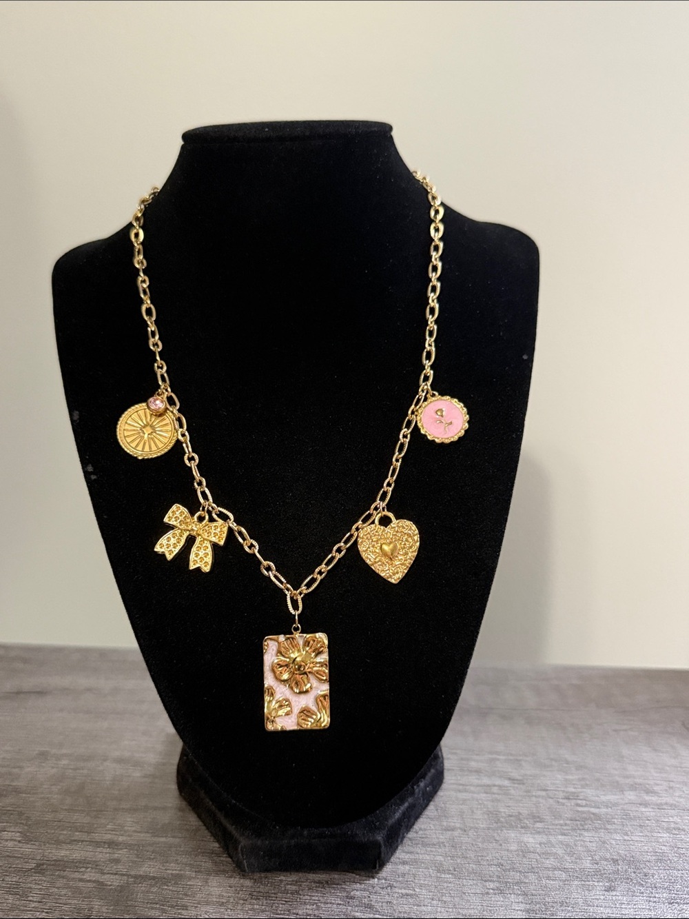 Pink & Gold Charm Necklace
